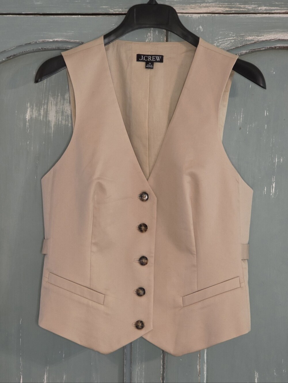 J. Crew Tan Vest Fitted 14